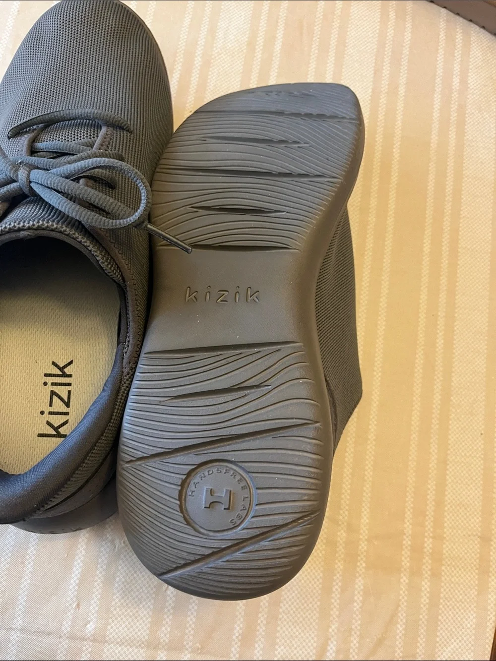 Kizik Men's Charcoal Slip-On Knit Sneaker with Laces size 13W